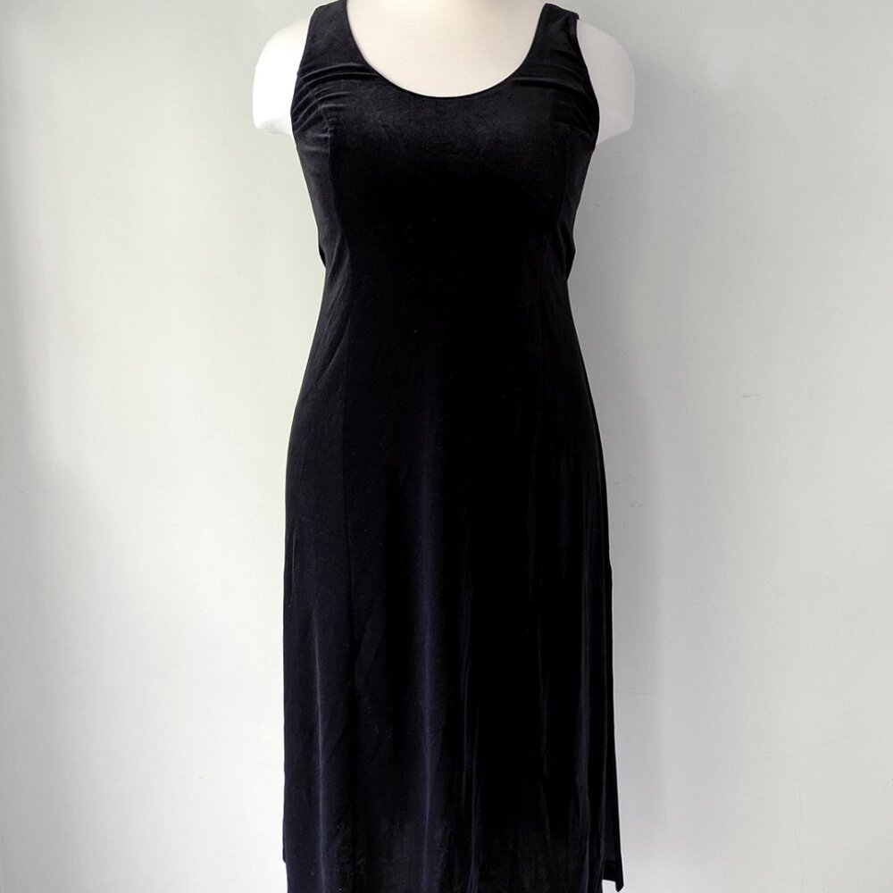 Cacique stretch velvet sleeveless midi dress built-in shelf bra 14/16